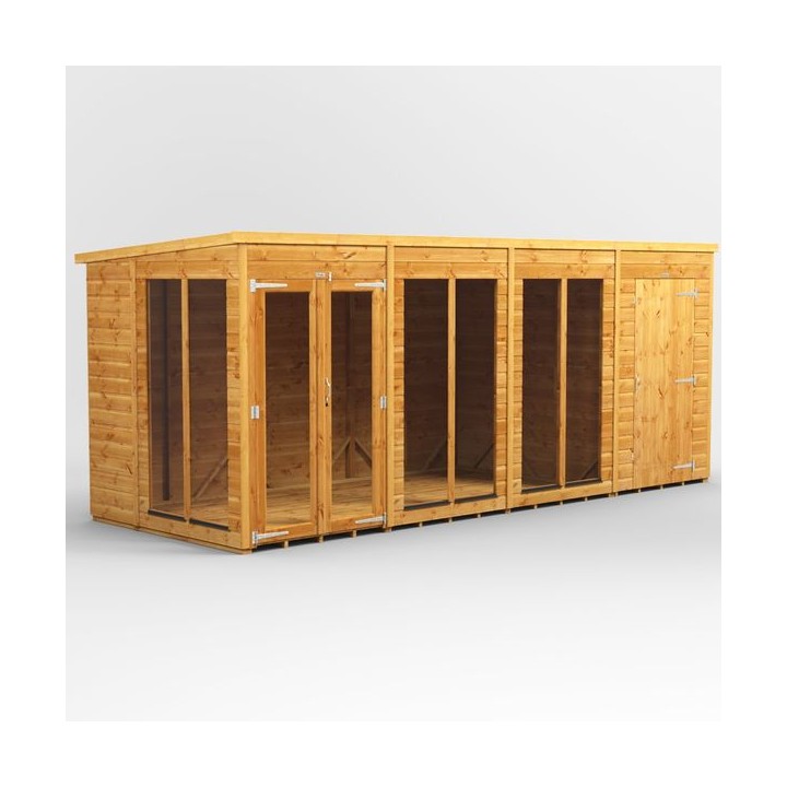 16 x 6 Power Pent Summerhouse With 4ft Side Store