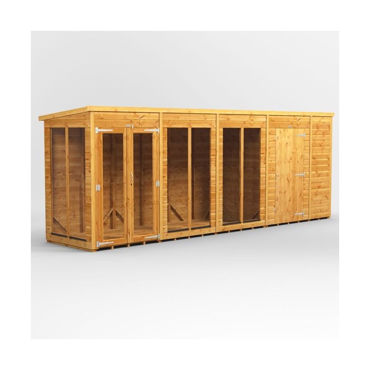 18 x 4 Power Pent Summerhouse With 6ft Side Store
