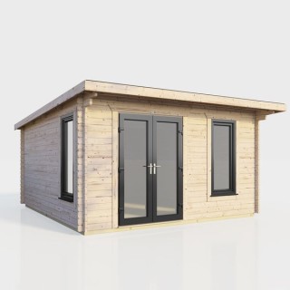 14 x 12 Power Pent Log Cabin Left Doors