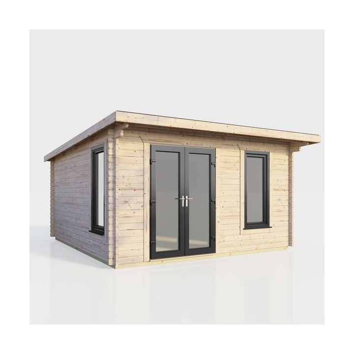 14 x 12 Power Pent Log Cabin Left Doors