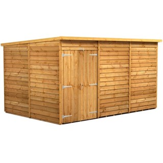 12 x 8 Power Overlap Pent Windowless Double Door Shed