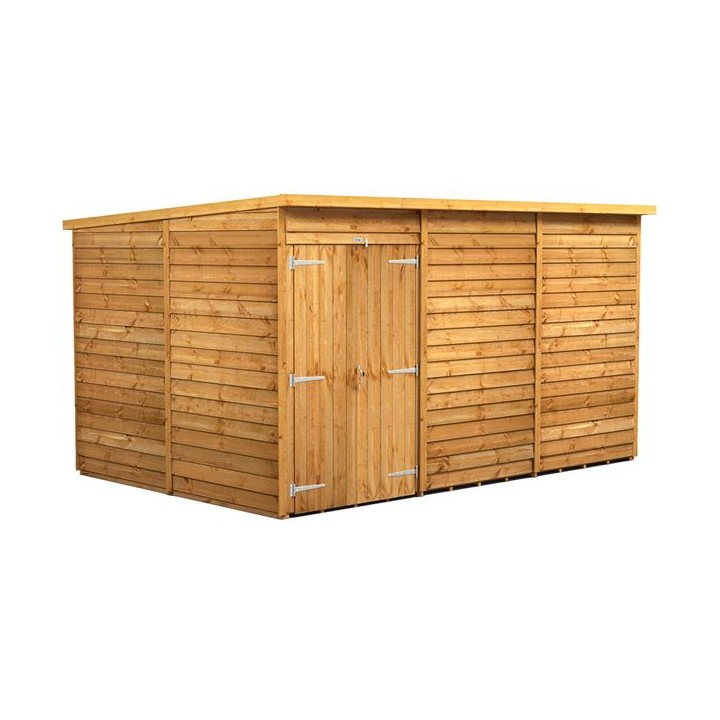 12 x 8 Power Overlap Pent Windowless Double Door Shed