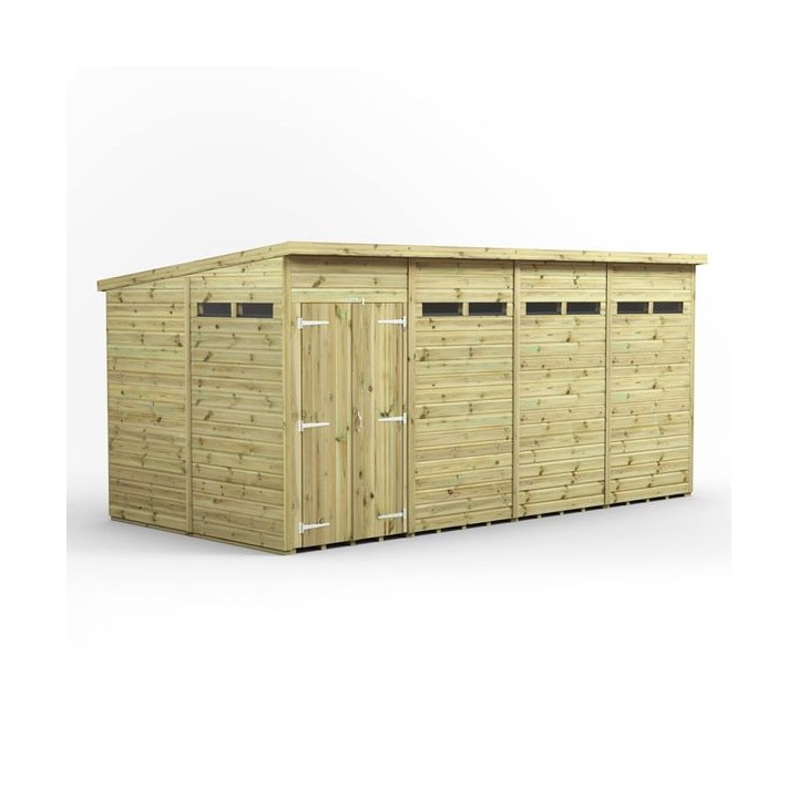 16x8 Premium Powersheds Security Pent Double Doors