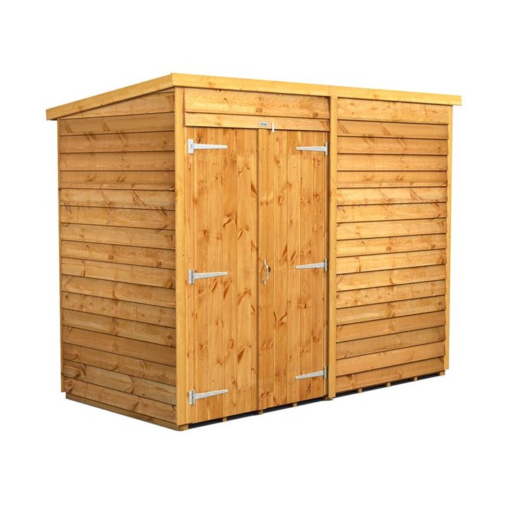 8 x 4 Power Overlap Pent Double Doors No Windows