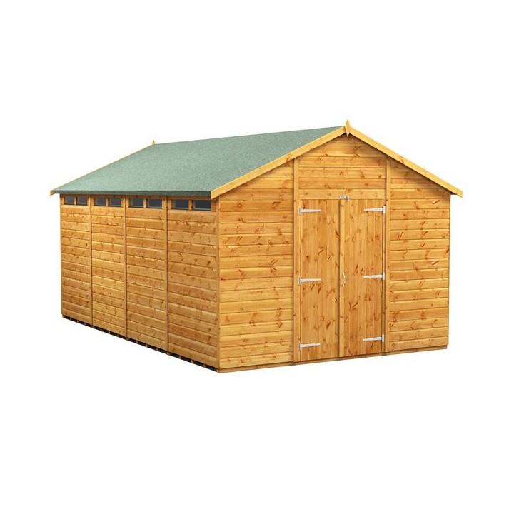 16 x 10 Power Apex Double Door Security Shed