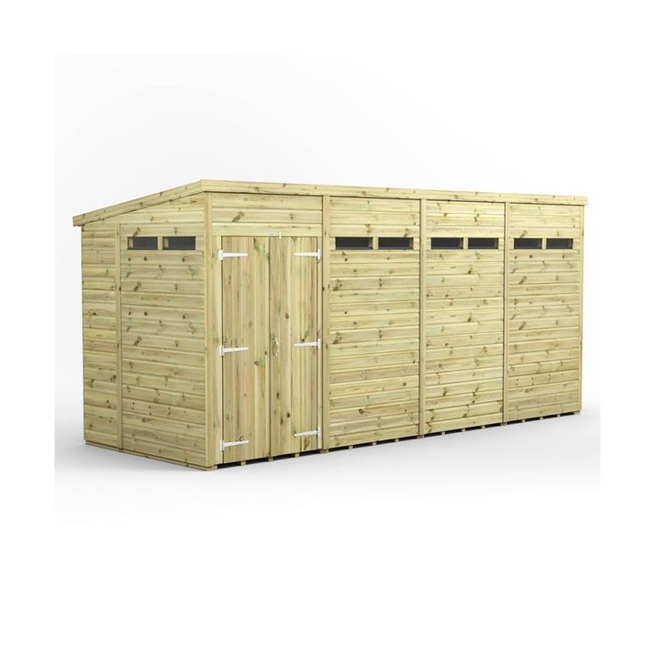 16x6 Premium Powersheds Security Pent Double Doors