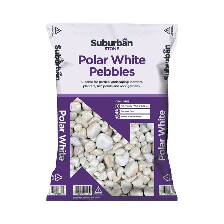 Suburban Stone 20mm Polar White Chippings Trade Pack 20kg
