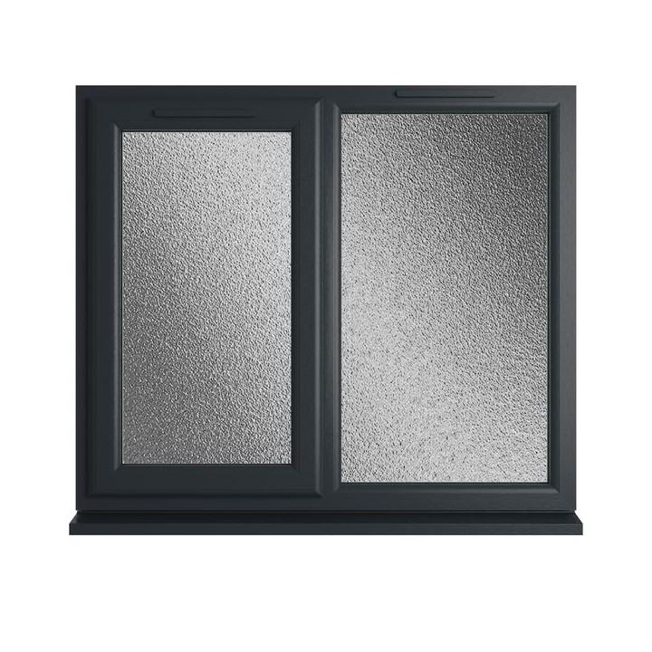 Crystal Triple Glazed uPVC Grey/White Window Left Hung 1190mm x 1190mm Obscure