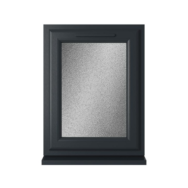 Crystal Double Glazed uPVC Window Grey/White Right Hung 610mm x 965mm Obscure