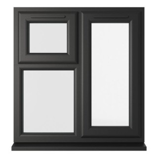 Crystal Triple Glazed uPVC Window Black/White Right Hung 905mm x 965mm Clear