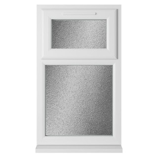 Crystal Double Glazed uPVC Window White Top Hung 610mm x 1115mm Obscure