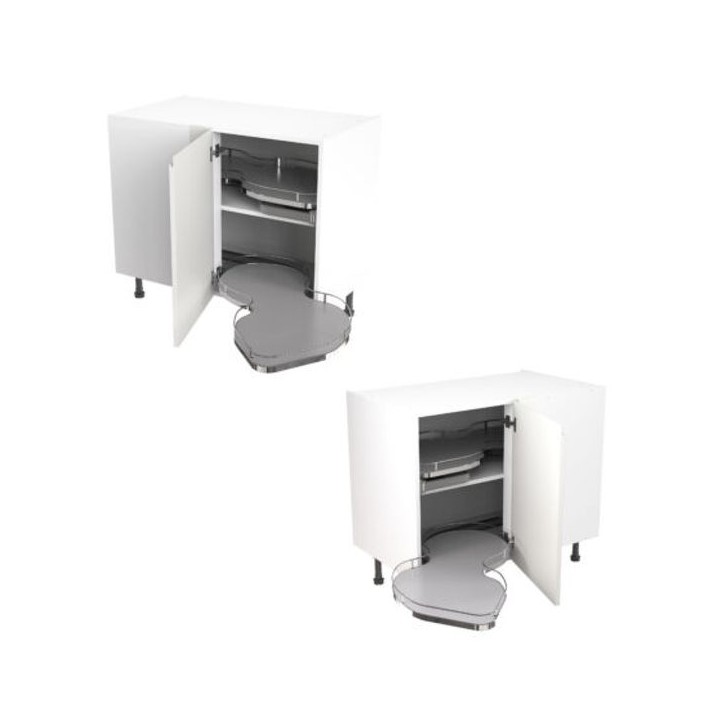 Flatpack 1000 Base Kitchen Cabinet With Dual-Handed Nuvola Blind Corner Value Slab Standard Matt White