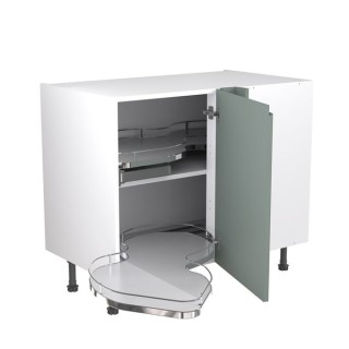 Flatpack 1000 Base Kitchen Cabinet With Dual-Handed Nuvola Blind Corner J-Pull Ultra Matt Sage Green