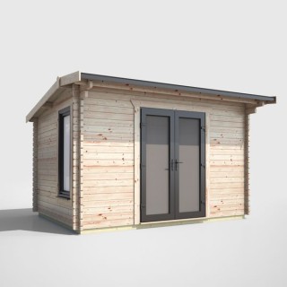 12 x 8 Power Apex Log Cabin Centre Doors