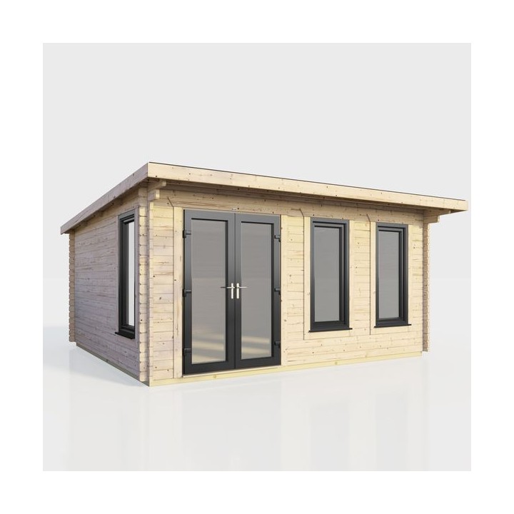 16 x 12 Power Pent Log Cabin Left Doors
