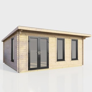 18 x 14 Power Pent Log Cabin Left Doors