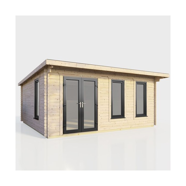 18 x 14 Power Pent Log Cabin Left Doors