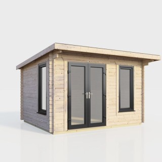 12 x 8 Power Pent Log Cabin Left Doors
