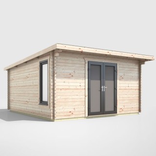 14 x 14 Power Pent Log Cabin Centre Doors