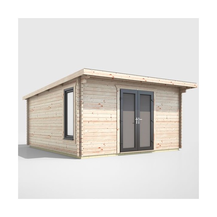 14 x 14 Power Pent Log Cabin Centre Doors