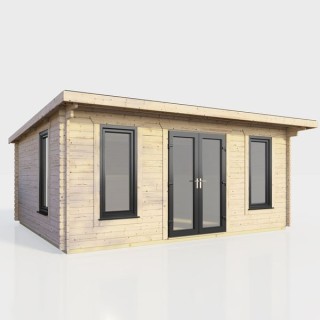 18 x 12 Power Pent Log Cabin Centre Doors