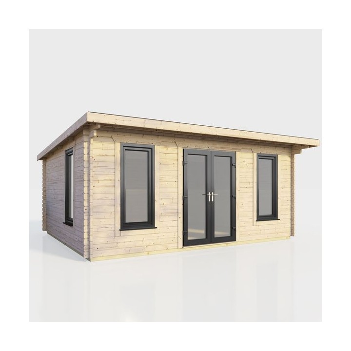 18 x 12 Power Pent Log Cabin Centre Doors