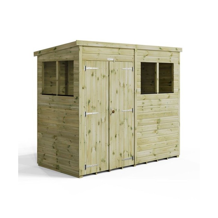 8x4 Premium Powersheds Pent Double Doors
