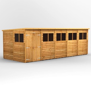 20 x 8 Power Overlap Pent Double Door Shed