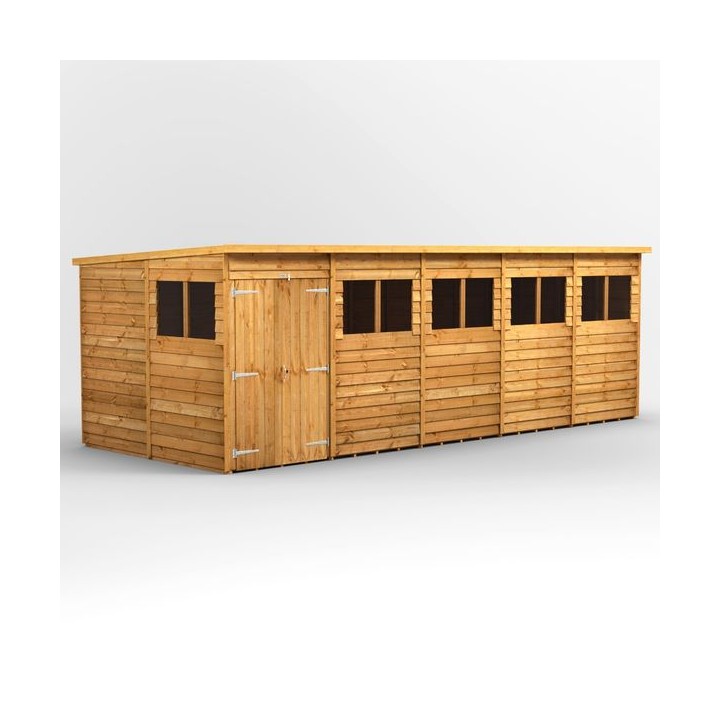 20 x 8 Power Overlap Pent Double Door Shed