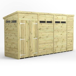 14x4 Premium Powersheds Security Pent Double Doors