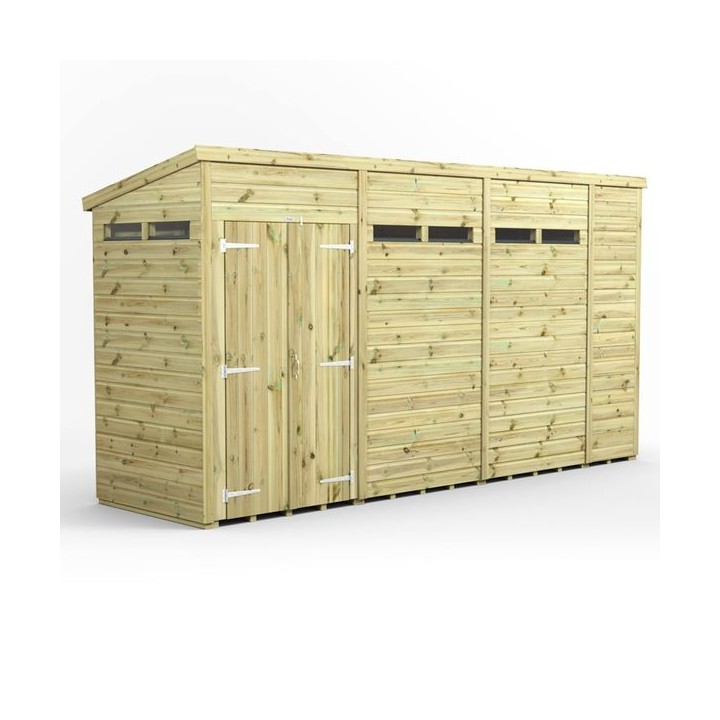 14x4 Premium Powersheds Security Pent Double Doors