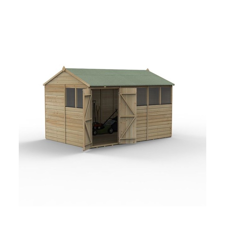 Beckwood 12x8 Reverse Apex Shed 6 Windows Double Door