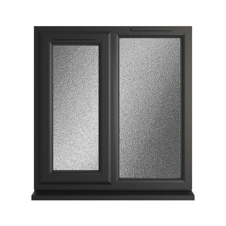 Crystal Triple Glazed uPVC Window Black/White Left Hung 905mm x 965mm Obscure