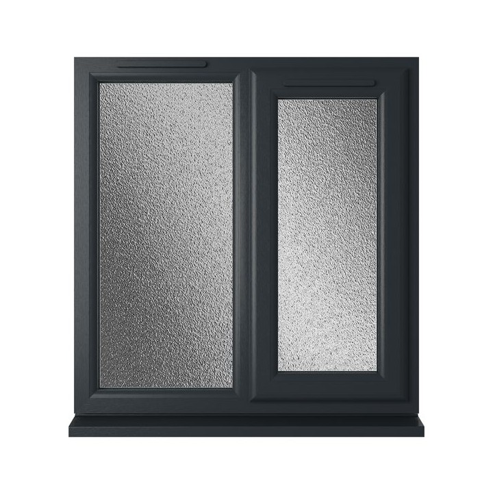 Crystal Double Glazed uPVC Window Grey/White Right Hung 905mm x 965mm Obscure