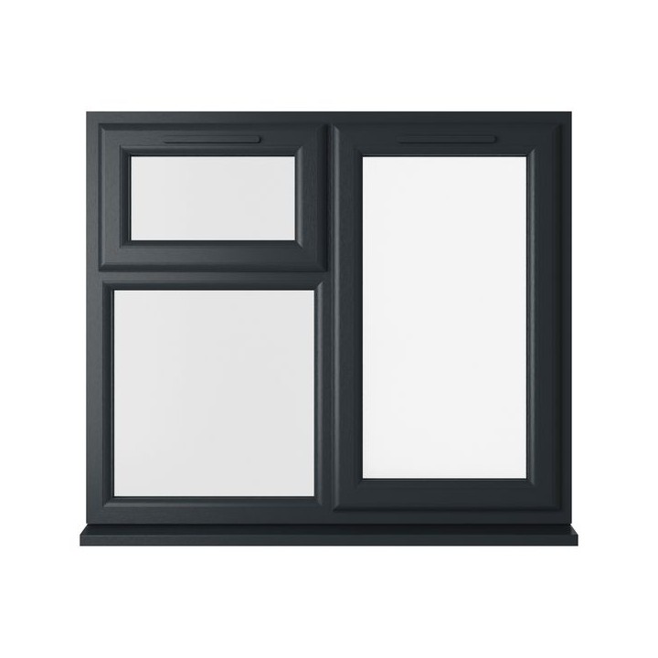 Crystal Triple Glazed uPVC Grey/White Window Right & Top Hung 1190mm x 1190mm Clear