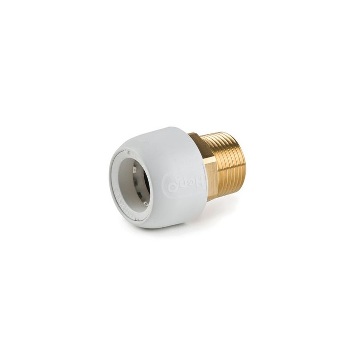 Hep2O HX29/28W Brass Adaptor Male 1in x 28mm White