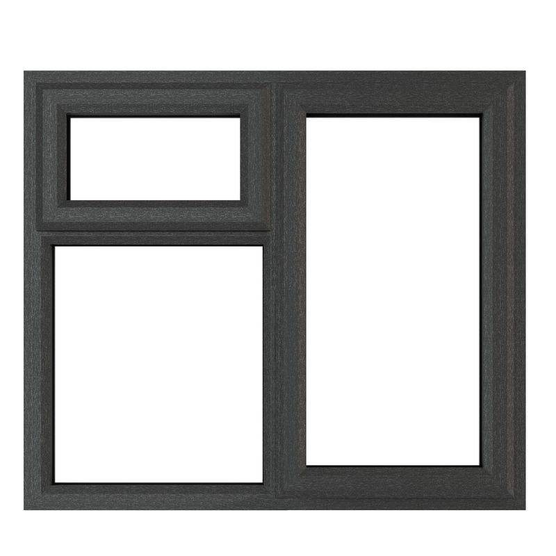 Crystal Triple Glazed Window GREY WHITE Rh Top 1190 x 1190mm Clear