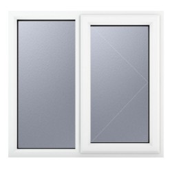 Crystal Upvc Window White A Rated Right Hand Side Hung Next to A Fixed Light 1190mm x 965mm Obscure