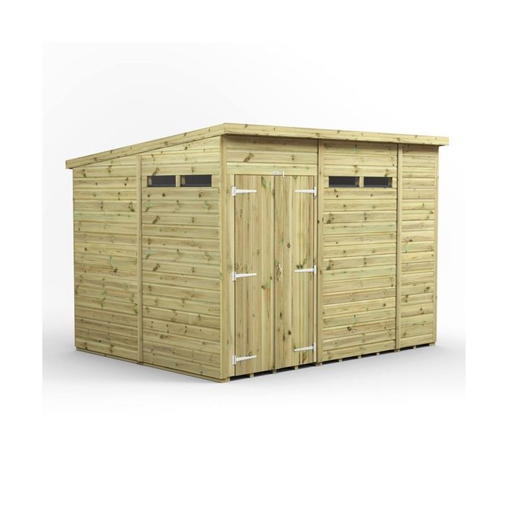 10x8 Premium Powersheds Security Pent Double Doors