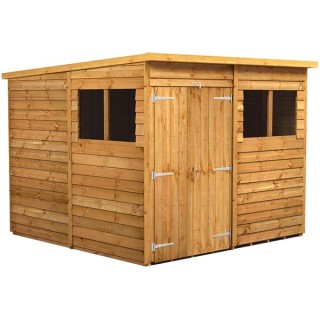 8 x 8 Power Overlap Pent Double Door Shed