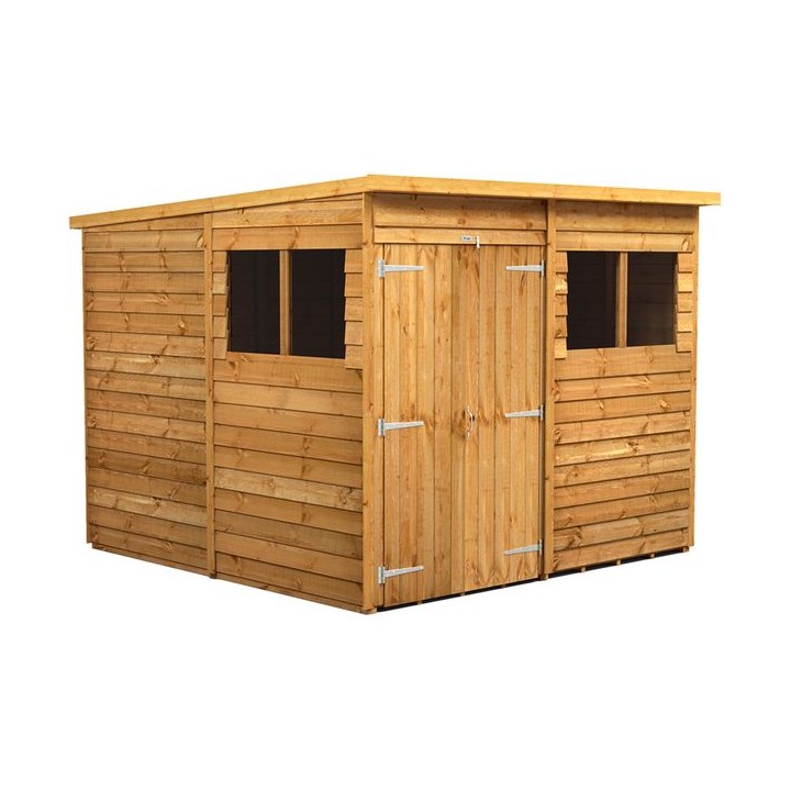 8 x 8 Power Overlap Pent Double Door Shed