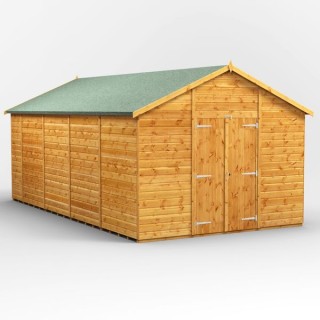 18 x 10 Power Apex Windowless Double Door Shed