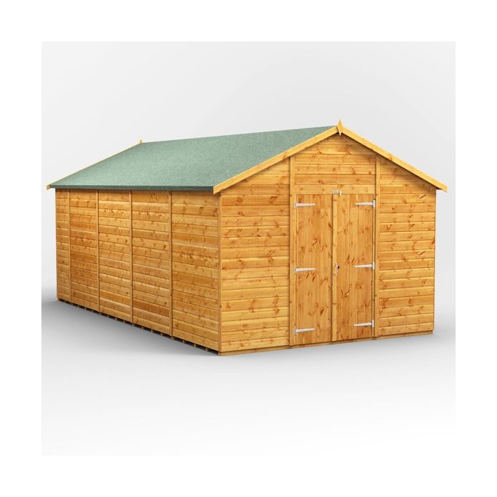 18 x 10 Power Apex Windowless Double Door Shed