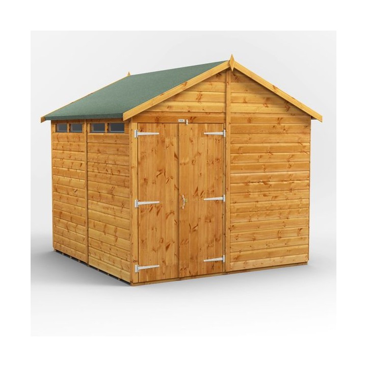 8 x 8 Power Apex Double Door Security Shed