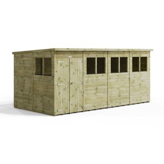 16x8 Premium Powersheds Pent Double Doors