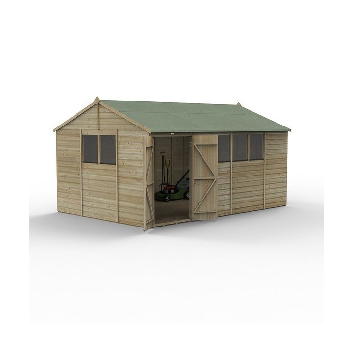 Beckwood 15x10 Reverse Apex Shed 6 Windows DoubleDoor Installed