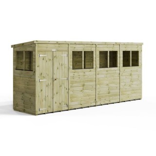 16x4 Premium Powersheds Pent Double Doors