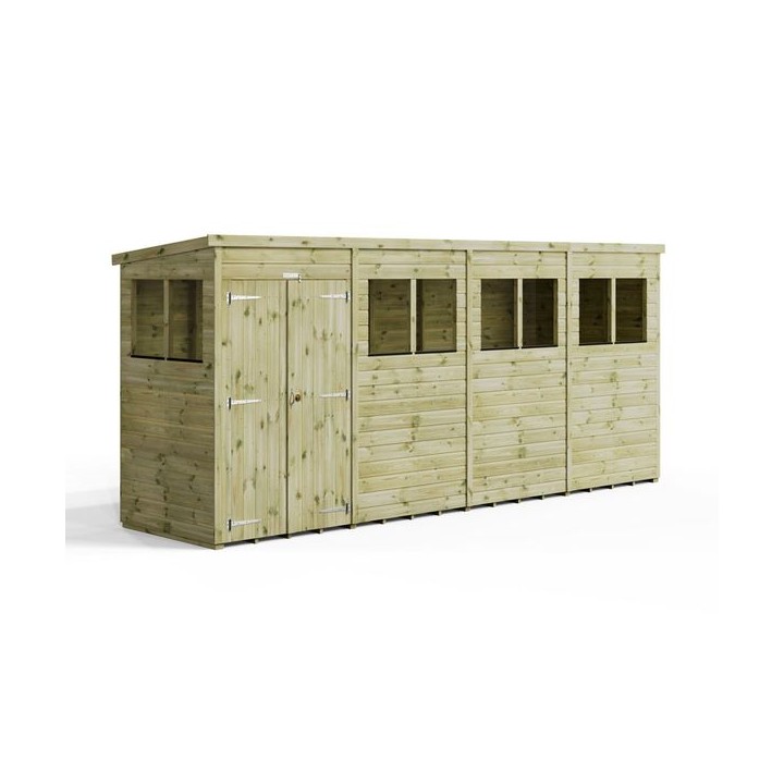 16x4 Premium Powersheds Pent Double Doors