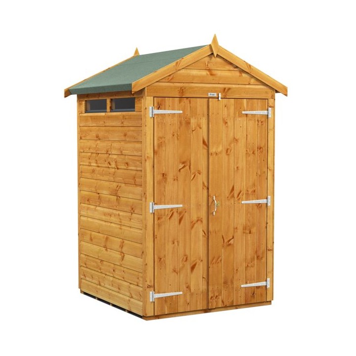 4 x 4 Power Apex Double Door Security Shed