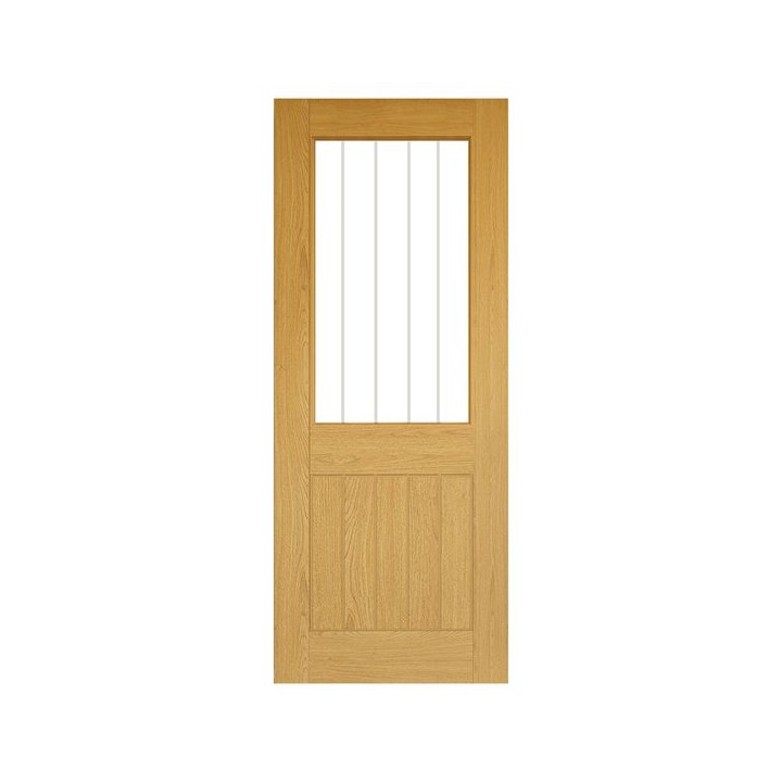 Deanta Ely Unfinished Oak Patt 10 Glazed 1L Door 2040 x 726 x 40mm